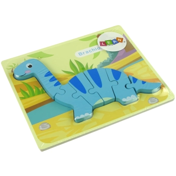 Drewniane Puzzle Dinozaur Brachiosaur Niebieski