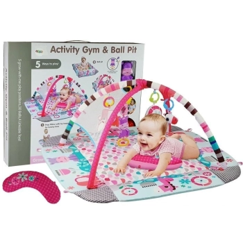 Duża Mata Basen Edukacyjna dla Niemowląt 5w1 z Pałąkami Hipopotam Piłeczki