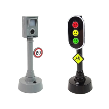 Zestaw Autka Sygnalizacja Świetlna Znaki Drogowe Światła