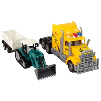 Ciężarówka Z Lawetą Zdalnie Sterowana R/C Maszyna z Przyczepą Żółta