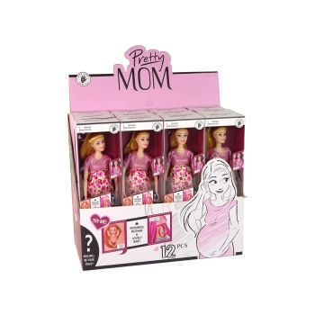 Lalka Dla Dzieci W Ciąży Różowa Sukienka Kwiaty