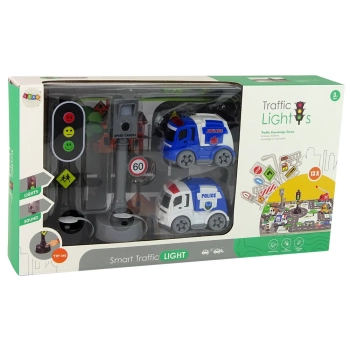 Zestaw Autka Sygnalizacja Świetlna Znaki Drogowe Światła