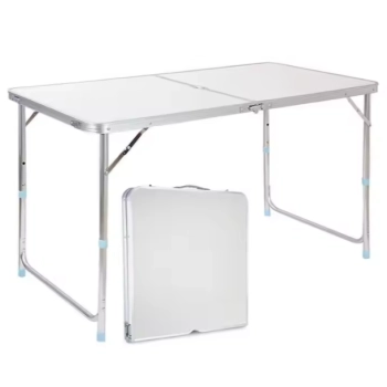 Stół Turystyczny Kempingowy Składany Regulowany Aluminiowy Biały 120x60cm