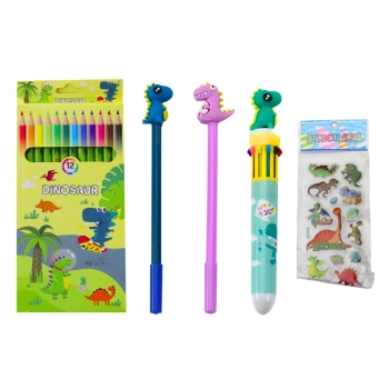 Piórnik Szkolny Z Wyposażeniem Dinozaur Niebieski