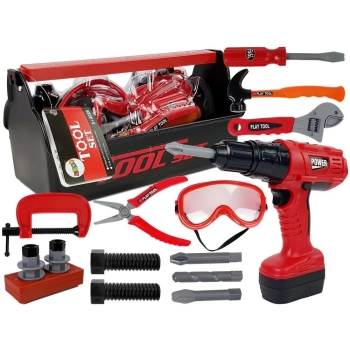 Zestaw Narzędzi Dla Majsterkowicza Skrzynka Wiertarka Młotek