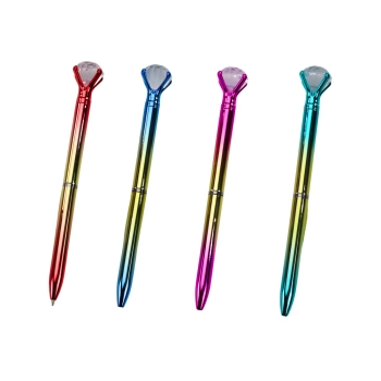 Długopis Z Diamentem W Połysku Złoto Kolorowy Niebieski Wkład 0.7mm Mix