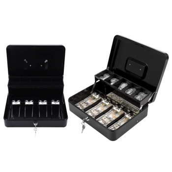 Kasetka Na Banknoty Monety Na Kluczyk Metalowa Czarna