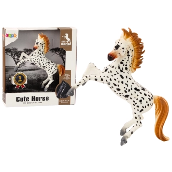 Figurka Konia Biały Koń w Kropki Stojący Stajnia Farma Cute Horse