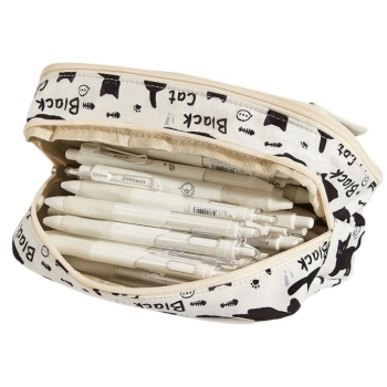 Piórnik Przybornik Szkolny W Czarne Koty Biały 21cm