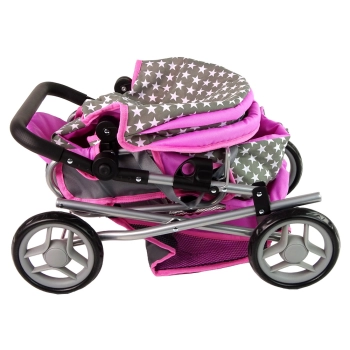 Wózek Spacerówka 2 w1 z Torbą Szaro Różowy Gwiazdki