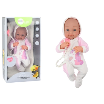 Lalka Bobas Ze Smoczkiem Body Jednorożec Różowy Kocyk Akcesoria 35 cm