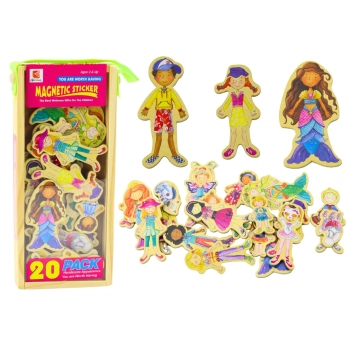 Zestaw Magnesy Drewniane Postacie W Przebraniach Kolorowe 20 Sztuk