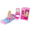 Lalka Meble Zestaw Łóżko Szafa Toaletka