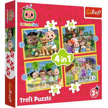 Puzzle - 4w1 (12, 15, 20, 24) - Cocomelon - Poznaj bohaterów - Trefl 34647