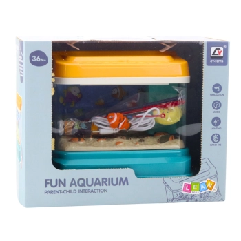 Akwarium Na Wodę Edukacyjne Magnetyczne Rybki Lampka LED Dźwięki Bąbelki