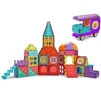 Magnetyczne Klocki Bloczki 111 Elementów 3D Zamek Schodki