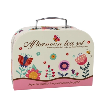 Zestaw Do Herbaty W Walizce Filiżanki Talerzyki Patera Ciasteczka