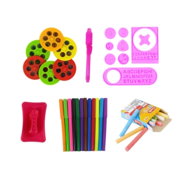 Tablica Dwustronna Kredowa Pisaki Stojąca Projektor Obrazki Różowa