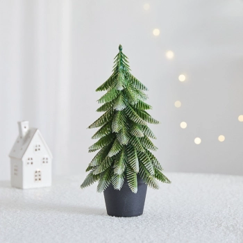 Choinka Ozdobna Dekoracyjna Sztuczna W Doniczce Srebrne Wykończenie 32 x 12 cm