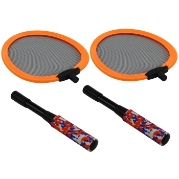 Zestaw 2 Rakietek Do Badmintona Paletki 2 Lotki Badminton Pomarańczowy