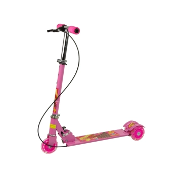 Hulajnoga Trójkołowa Świecące Koła LED Różowa z Hamulcem Ręcznym