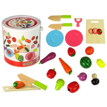 Zestaw Drewniane Owoce i Warzywa Do Krojenia Na Magnes