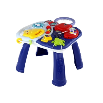 Stolik Edukacyjny 2w1 Zwierzęta Morskie Pianinko Zegar Kosz Piłki