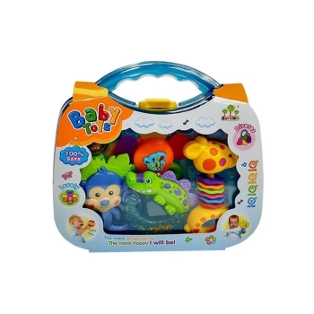 Zestaw Gryzaków Grzechotek w Walizce dla Niemowląt Małpka Żyrafa