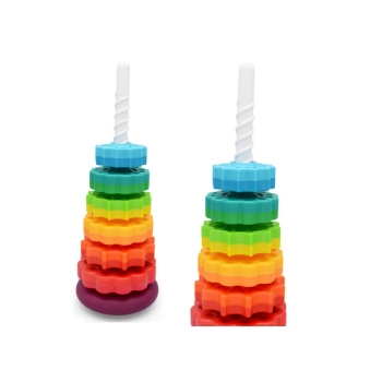 Piramida Obrotowa Wieża Sorter Układanka Tęczowa 6 El.