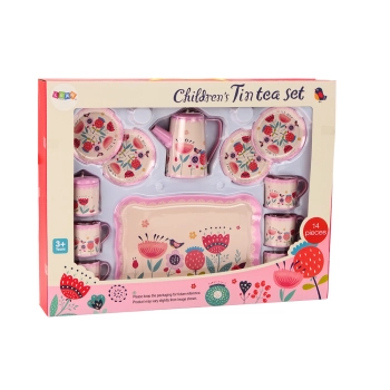 Zestaw Do Kawy Herbaty Filiżanki Czajnik Taca Różowy Kawiarnia 12 ele.