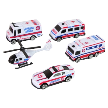 Zestaw Autek Resoraki Pojazdy Straż Pożarna Ambulans 10 el.