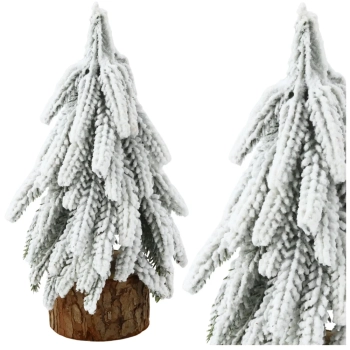 Choinka Ozdobna Dekoracyjna Sztuczna Na Pniu Pokryta Śniegiem 20 x 9 cm