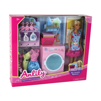 Lalka Anlily Pralnia Zestaw Akcesoriów Pralka XXL