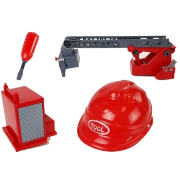 Zestaw DIY Wóz Strażacki 2w1 Wymienne Podnośniki Śrubokręt Dźwięk Efekty Świetlne Kask