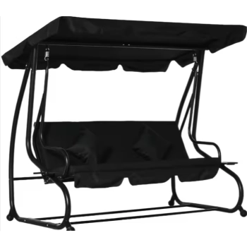 Huśtawka Czteroosobowa Ogrodowa Bujana Daszek Wolnostojąca Czarna