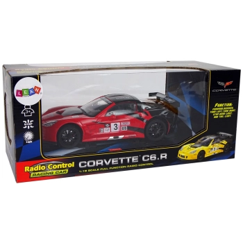 Auto Sportowe Wyścigowe R/C 1:18 Corvette C6.R Czerwony 2.4 G Światła