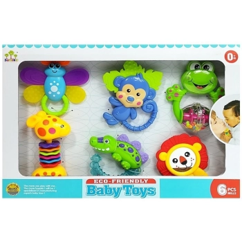 Zestaw Grzechotek Gryzaków Kolorowe Zwierzątka Misiu Żabka