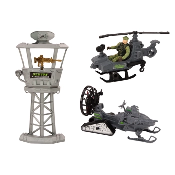 Zestaw Militarny Wojskowy Wóz Bojowy Helikopter Żołnierze Akcesoria Dźwięki
