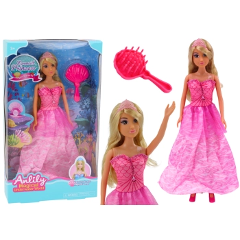 Lalka Anlily Syrenia Księżniczka Różowa Sukienka Szczotka