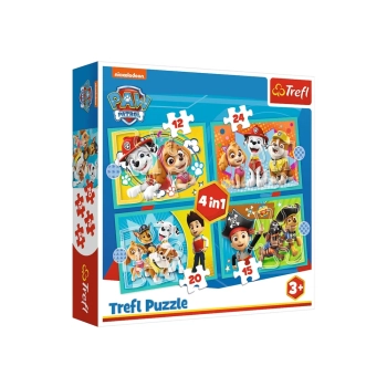 Puzzle - 4w1 (12, 15, 20, 24) - Wesoła ekipa Psiego Patrolu - Psi Patrol - Trefl 34346