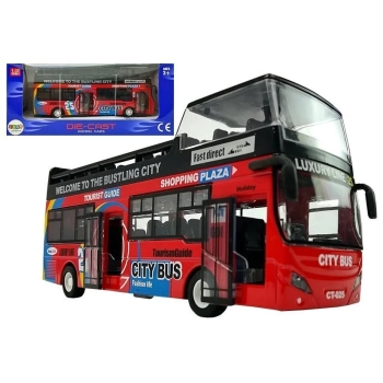 Autobus Piętrowy z Dźwiękiem 1:32 Otwierane Drzwi Czerwony
