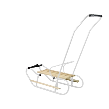 Sanki Metalowe z Pchaczem Oparcie Pasek Białe