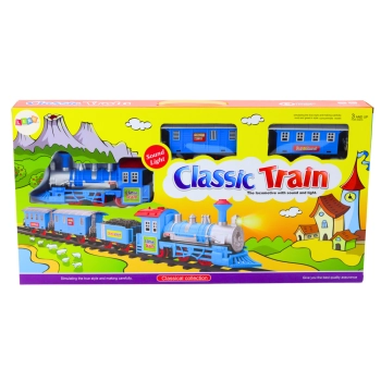 Zestaw Pociąg 3 Wagony Na Baterie Tory Efekty Świetlne i Dźwiękowe