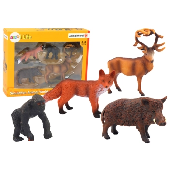 Zestaw Figurek Zwierzęta Leśne Jeleń Dzik Lisek Goryl