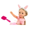 Lalka Różowa Sukienka Długie Włosy Opaska Szczotka 38cm