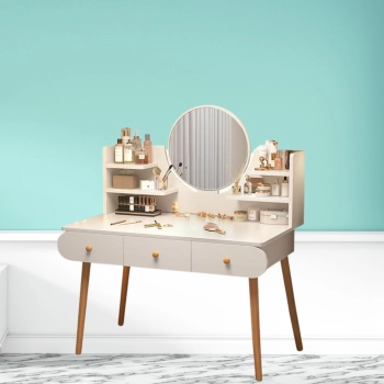 Toaletka Kosmetyczna Z Lustrem Trzy Szuflady Biała 100x40x120cm