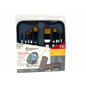 Zestaw Artysty W Piórniku Pędzle Akrylowe 10 Sztuk