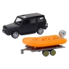 Auto Terenowe Czarne z Przyczepą Łódź Pomarańczowa