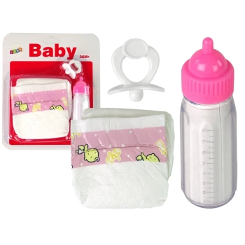 Zestaw Dla Lalek Akcesoria Smoczek Butelka Pieluchy