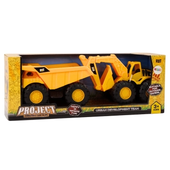 Zestaw Maszyn Budowlanych Koparka Wywrotka Ruchome Żółty